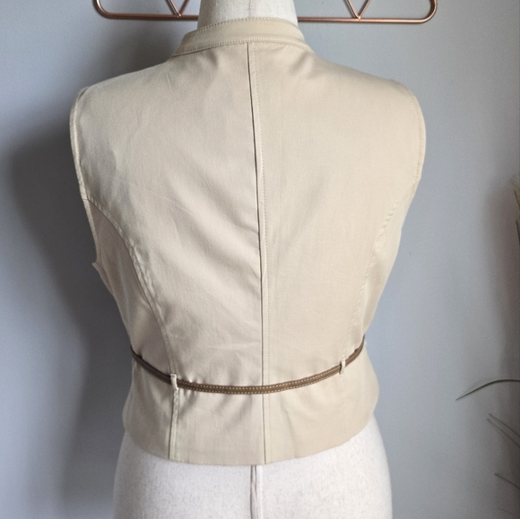 ZARA New Blogger Fav Ivory Belted Tailored Vest Waistcoat Womens Size Large - Picture 7 of 12